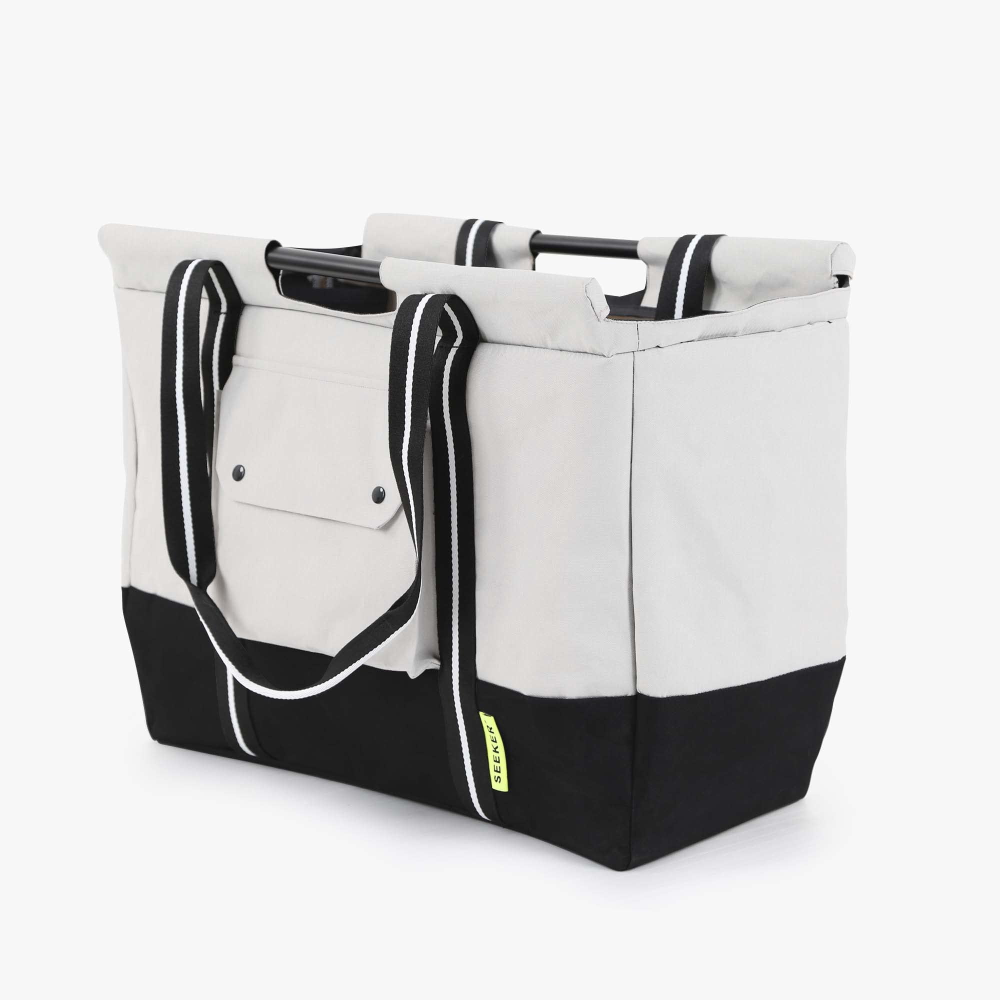 SEEKER Lightweight Foldable Grocery Cart on Wheels with Removable Heavy Duty Shopping Bag | Roll to The Grocery or Laundry, Gray (SKR-1000)