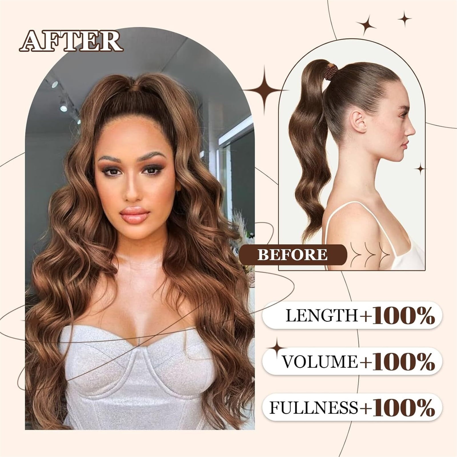 #4 Body Wave Drawstring Ponytail Human Hair Wrap Around Drawstring Ponytail Clip In Hair Extensions