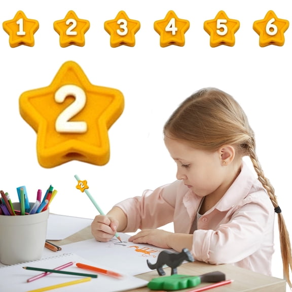 1-6 Cute Colorful Digit Pencil Caps Portable Identifying Pencil Marker Features