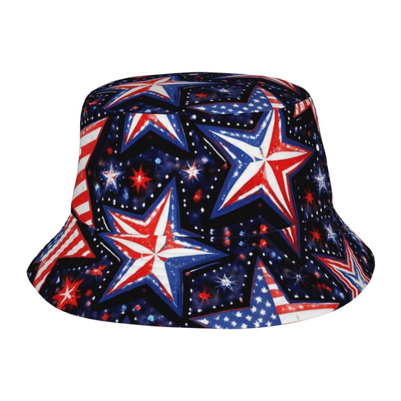 Patriotic Star Fisherman's Hat Lightweight and Breathable Sun Hat Suitable for Both Men and Women