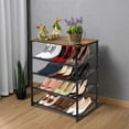 thumbnail image 6 of 5-Tier Tilting Adjustable Freestanding Shoe Rack 12-Pairs for Durability and Stability for Entryways, Hallways, Closets, Dormitory Rooms, and Industries，Brown, 6 of 18