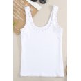 thumbnail image 4 of ABPHQTO Camiseta de tirantes de mujer en canalé con tachuelas blanca, 4 of 5