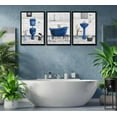 thumbnail image 2 of Navy Blue Bathroom Canvas Wall Art Paintings Fun Blue Bathtub and Toilet Paintings Pictures Wall Decor Posters Print Artwork for Washroom Restroom Home Decoration（Only canvas）, 2 of 6