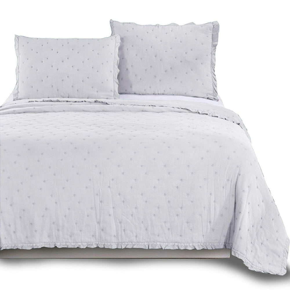 Kasentex Ultra Soft StoneWashed Quilt Set 100percent Cotton Ruffled