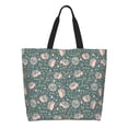 thumbnail image 2 of Bingfone Canvas Tote Bag For Women With Inner Pocket Aesthetic Cute Shopping Tote Bags Reusable Grocery Bags-Hedgehogs And Flowers, 2 of 9