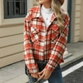 thumbnail image 6 of Wancir Womens Long Sleeve Plaid Shirts Lapel Button Down Shacket Jacket Coats, 6 of 7