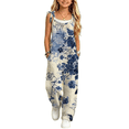 thumbnail image 4 of Coerni Girls Floral Jumpsuits Adjustable Spaghetti Tie Strap Overalls Artistic Youth Summer Lightweight Rompers 4-12 Years, 4 of 4