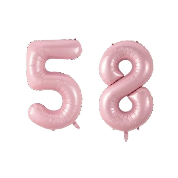 Number Fifty Eight Balloon Soft Pastel Pink Number 58 Balloon 32" Large Birthday Decoration