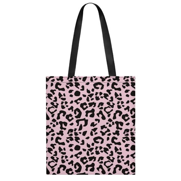 Full Print Handbag 13.8×15.7in Lightweight Large Capacity Design Can Be Reused For Daily Shopping Bright Pink Leopard