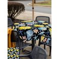 thumbnail image 5 of Outdoor Tablecloth with Umbrella Hole for Patio/Picnic/Party/Camping, Coastal Waterproof Table Cloth Square Cover Washable, Summer Lemon Flower Shell Starfish Black (60"x 60"), 5 of 8