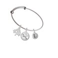 thumbnail image 2 of Delight Jewelry Silvertone Capital Letter - L - Pebble Disc - Silvertone Let Things Go Tree Charm Bangle Bracelet, 2 of 4