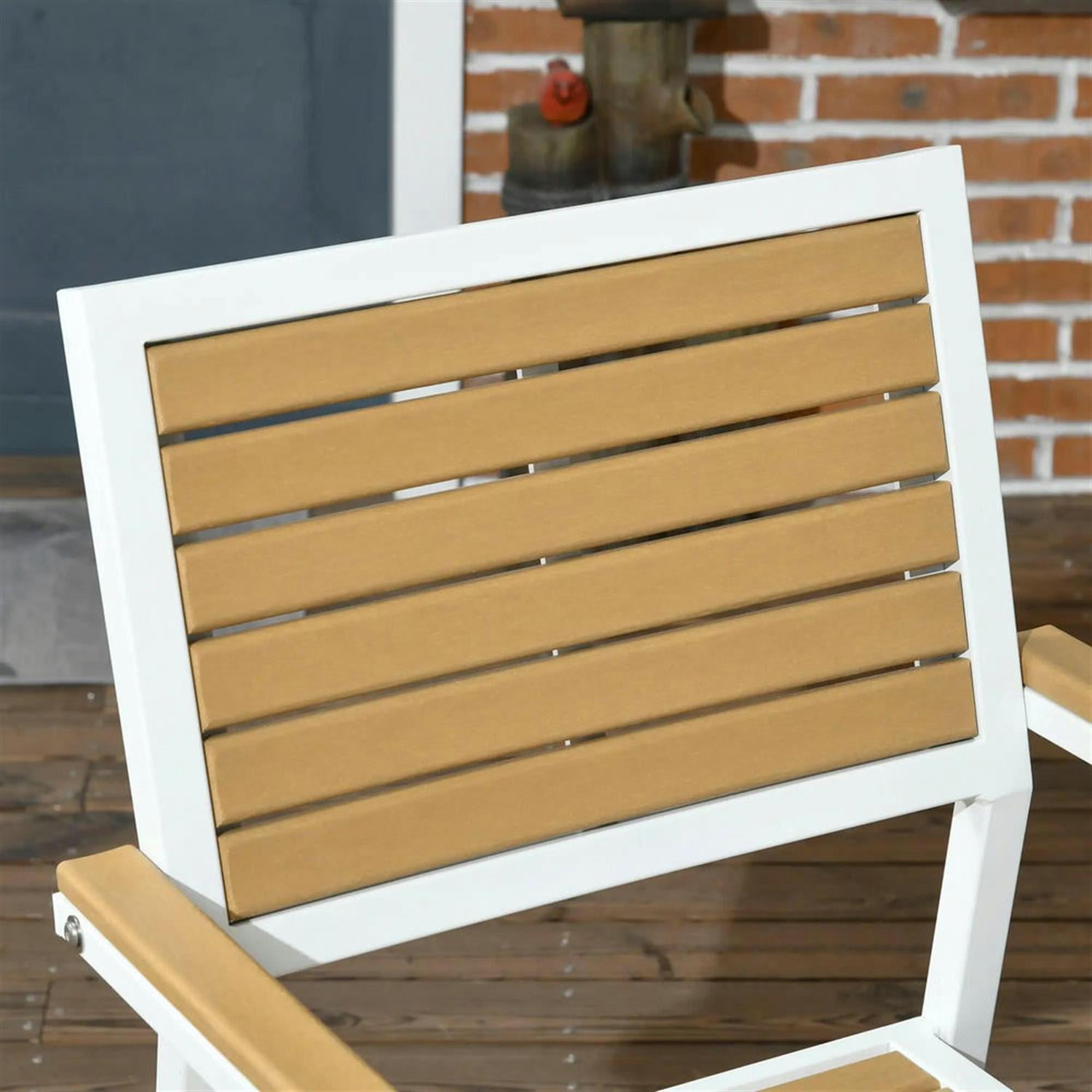 Demi Bonn Aluminum Patio Dining Set with HDPE, 5-Piece Table & Chairs, Umbrella Compatible, Outdoor Dining for Families, Yellow