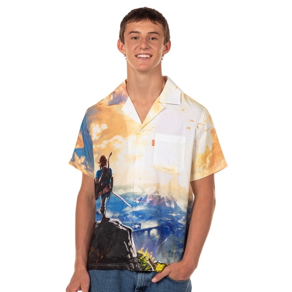 Nintendo The Legend of Zelda Hawaiian Shirt Breath Of The Wild Button Up Top