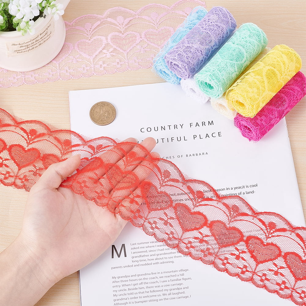 1 set Nonelastic Lace Trim with Cotton Lace Trim Ribbon Mixed color 3 inch(75mm)
