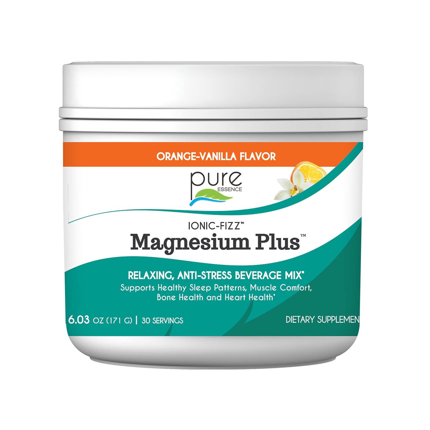 Pure Essence Labs - Ionic-Fizz Magnesium Plus Orange-Vanilla, Drink Powder Mix for Muscle & Relaxation Support - 30 servings