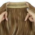 thumbnail image 6 of LELINTA Hair Extensions with Invisible Transparent Wire Adjustable No Clips in Curly Wavy Invisible Hidden Hairpiece for Women 18/20 Inch - Cool Light Blonde, 6 of 8