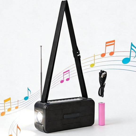 Solar AM/FM Radio, Portable FM Radio with Rechargeable Battery, Built-in Speaker and Emergency Flashlight, for Outdoor Survival Trips, Beach, Gym, Home, Relaxation for Men and Women