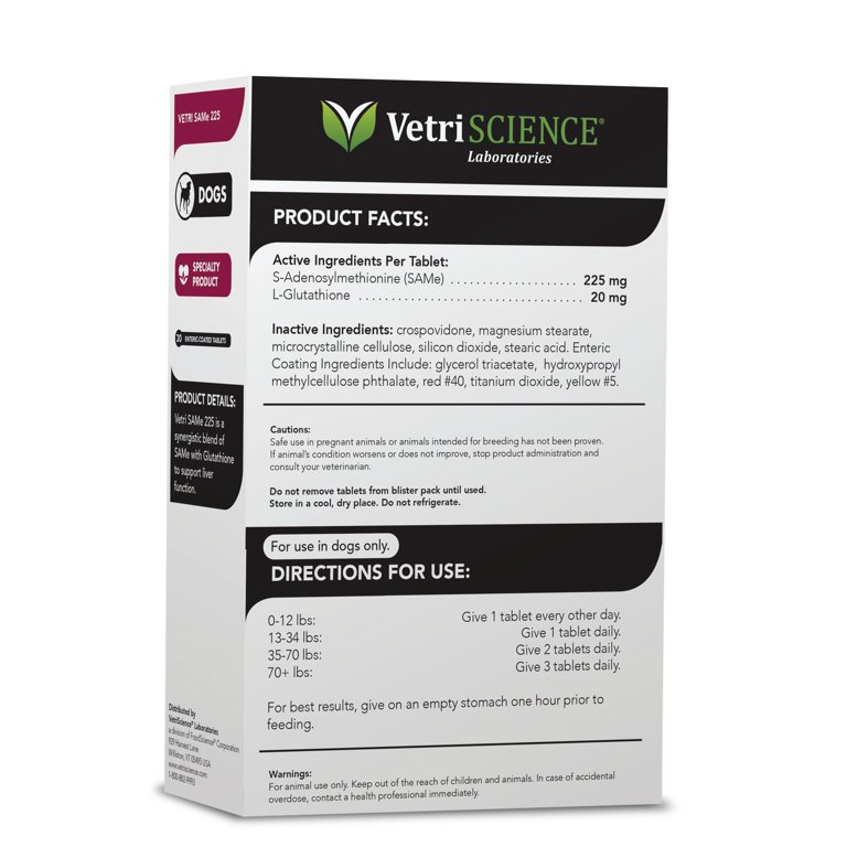 Vetriscience, SAMe Liver Health, 225 mg for Dogs, 30 Tablets