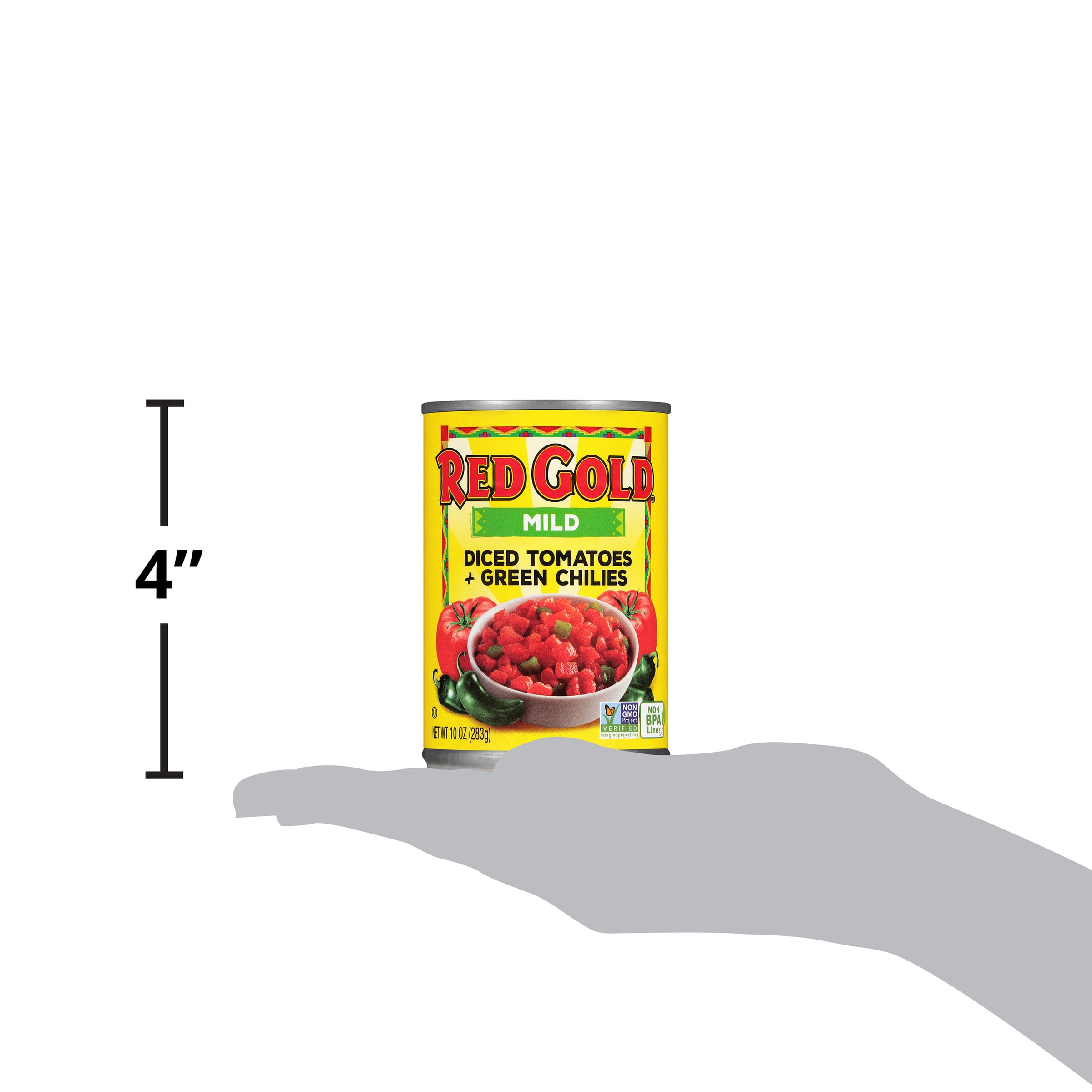 Red Gold Mild Diced Tomatoes with Green Chilies, 10 oz Can