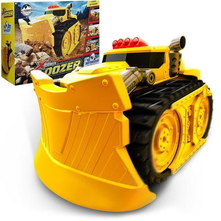 Xtreme Power Dozer - Motorized Extreme Bull Dozer, Big, Strong, Durable Yellow Construction Vehicle, Plows Dirt, Toys, Wood, Rocks- Indoor & Outdoor Play- Spring, Summer, Fall, Winter- Bulldozer