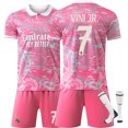 thumbnail image 1 of 2526 New Real Madrid Dragon Pattern Pink Football Sportswear #7 VINIJR. Copy Player Name Jersey, 1 of 2
