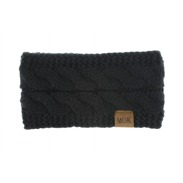 Banda para el cabello para mujer, banda para el cabello de lana tejida gruesa con forro polar, banda para el cabello cálida con protección para las orejas
