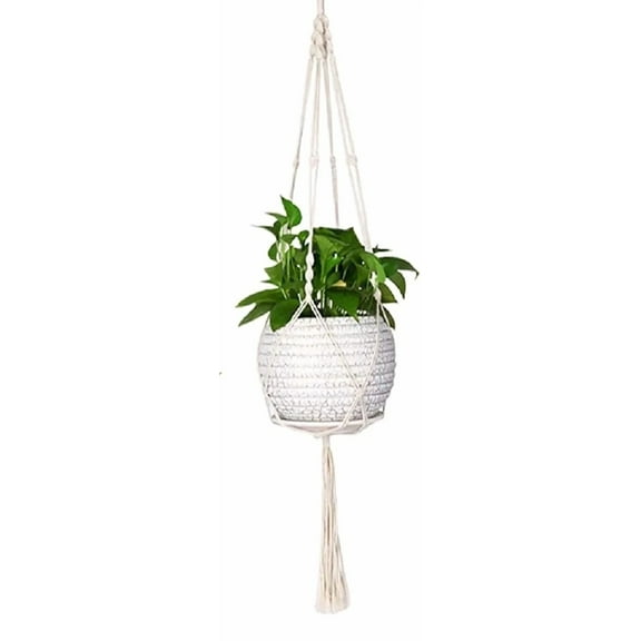 White Handmade Macrame Hanging Plant Hanger