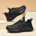 thumbnail image 2 of Men's All-Black Chunky Streetwear Sneakers, Breathable Mesh Casual Shoes with Geometric Detailing for Everyday Wear, 2 of 8