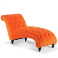 thumbnail image 3 of Tufted Armless Chaise Lounge, Leisure Accent Chair Upholstered Couch Armless Chaise Lounge with Nailhead Trim & Turned Legs, Velvet Button-Tufted Sofa Couch for Indoor Living Room, Orange, 3 of 7