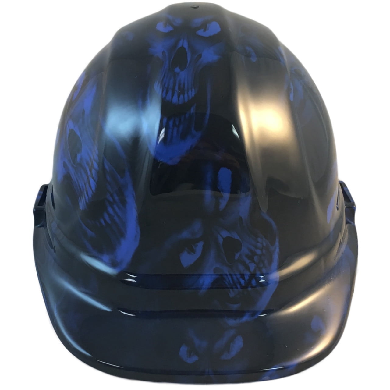 Hades Skull Blue Hydro Dipped Hard Hats Cap Style with 4 Pt Suspension