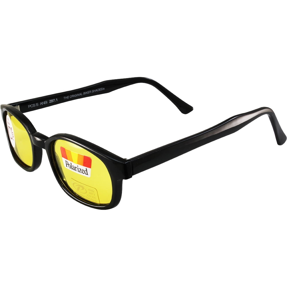 Black Frame/Yellow Lens Pacific Coast Original KDs Biker Sunglasses by Pacific Coast Sunglasses 