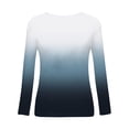 thumbnail image 4 of tklpehg Tops for Women Long Sleeve Shirts for Women Leisure Loose Fit Blouse Graphic Tees Long Sleeve Tops Crewneck Spring Tops Lightweight Gradient Print Pullover Tops Navy L, 4 of 5