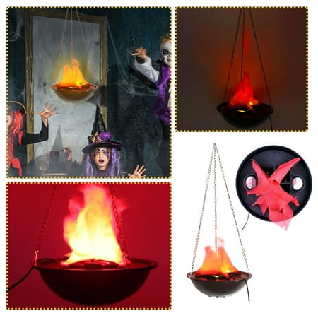 

loopsun Halloween Atmosphere LED Flame Light Brazier Haunted House S^ecret Room Without Open Flame Decoration Chandelier