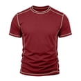 thumbnail image 4 of hotojiny Mens Shirts Casual Lightweight Slim Fit Summer T-Shirt Comfortable Short Sleeve Side Striped Top Everyday Wear, 4 of 7