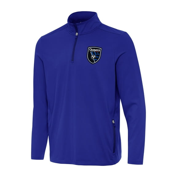 Men's Antigua  Royal San Jose Earthquakes Perilous Quarter-Zip Pullover Top