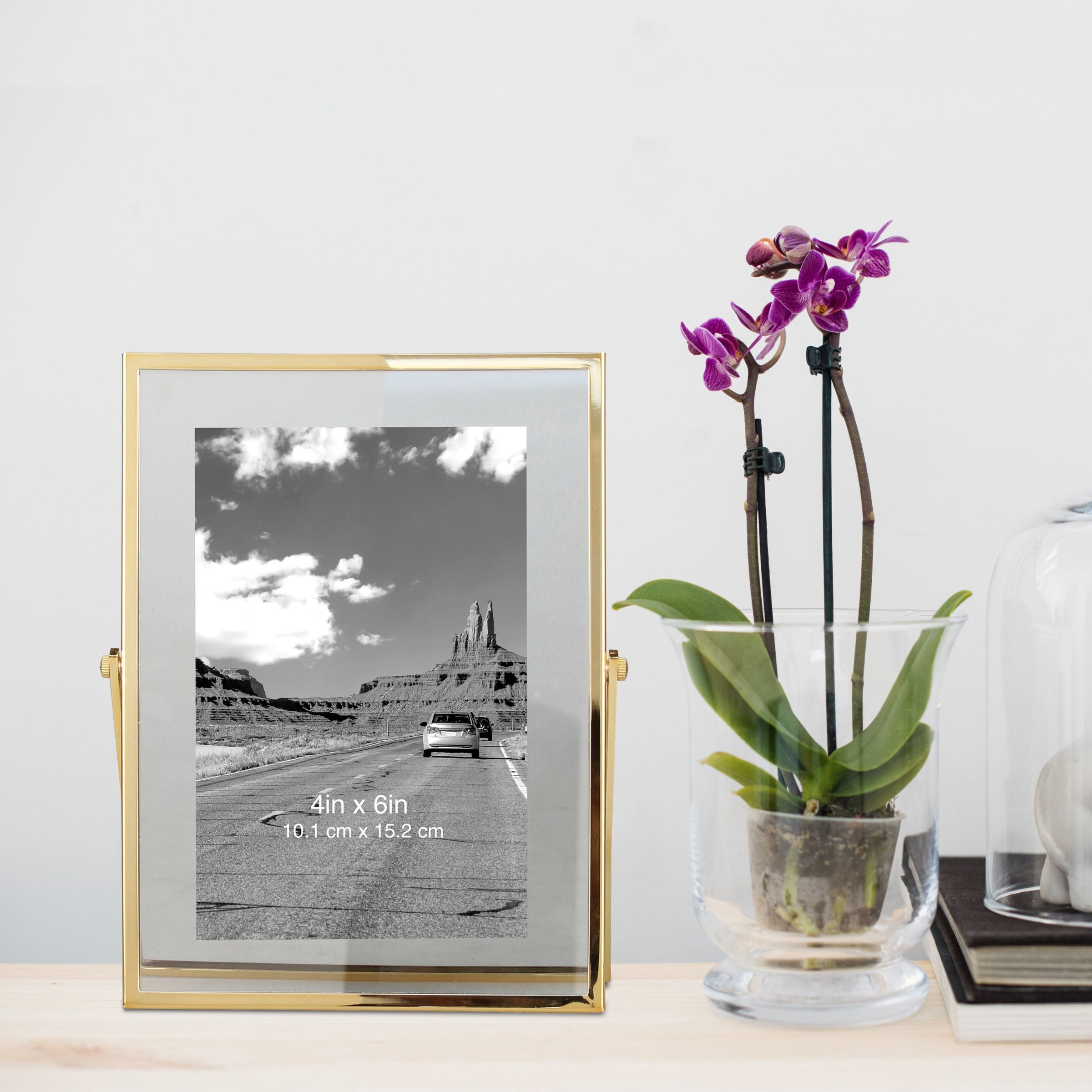 Better Homes & Gardens 4" x 6" Rectangle Metal Tabletop Floating Picture Frame, Gold