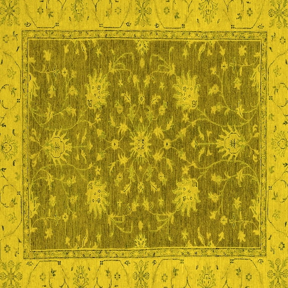 Ahgly Company Indoor Square Oriental Yellow Traditional Area Rugs, 8' Square