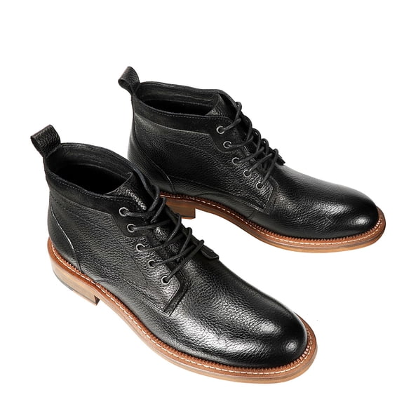 AZoiNM Men's Round Toe High Top Polo Boots Business Casual Leather Rubber Sole