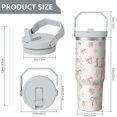 thumbnail image 5 of 1pc Pink bow 30oz Tumbler with Straw & Handle - Insulated Stainless Steel Cup | Holiday Gift for Man Women (Christmas, Valentine's, Birthday), 5 of 7