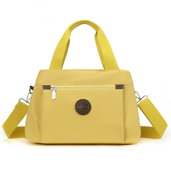 Hue & Hold Women's Multifunctional Crossbody Bag, Multi-Pocket Nylon Canvas Bag, Women's Handheld Single-Shoulder Large Capacity Shopping Bag,Yellow