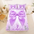 thumbnail image 5 of Erosebridal Cute Ballet Girls Full Size Sheets,3D Purple Bowtie Print Bed Sheets For Kids 4-Piece, 5 of 6
