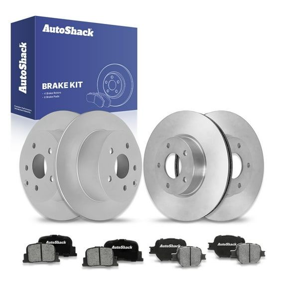 AutoShack Front Vented & Rear Solid Brake Rotors   Ceramic Pads 12-PC Brake Kit Replacement for 2005-2010 Scion tC