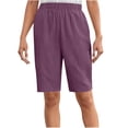 thumbnail image 4 of Miluxas Womens Solid Color Shorts Summer Comfy Elastic Waist Shorts Versatile Business Casual Shorts with Pockets Side Slit Pants Purple, 4 of 9