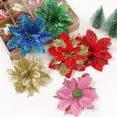 thumbnail image 3 of Flores decorativas navideñas clásicas, Adornos de árbol de Navidad, flores para nuevo para el hogar, suministros de fiesta de año, flor de Pascua brillante, 3 of 4