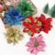 thumbnail image 3 of Flores decorativas navideñas clásicas, Adornos de árbol de Navidad, flores para nuevo para el hogar, suministros de fiesta de año, flor de Pascua brillante, 3 of 4