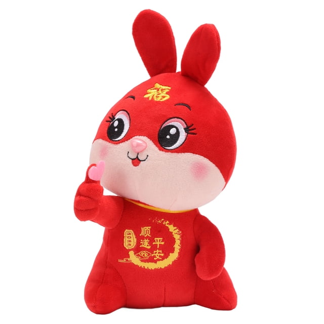 Juguete de conejito de peluche suave Niños Adultos Lindo Año Nuevo Animal de peluche Muñeca de juguete Decoración del hogar 10.2 pulgadas Ojos abiertos