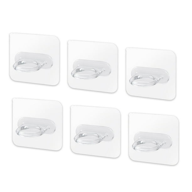 Wosthever Colgadores de pared, ganchos transparentes autoadhesivos de 2kg, soportes de plástico para baño, organizadores de cortinas para el Almacenamiento y organización del hogar 6 piezas
