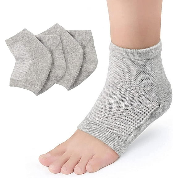 2 Pairs Moisturizing Gel Heel Socks, Moisturising Silicone Gel Socks for Cracked Heels, Breathable Heel Foot Moisturizing Sleeves for Dry Hard Cracked Skin Day Night Open Toe Heel Socks for Women Men