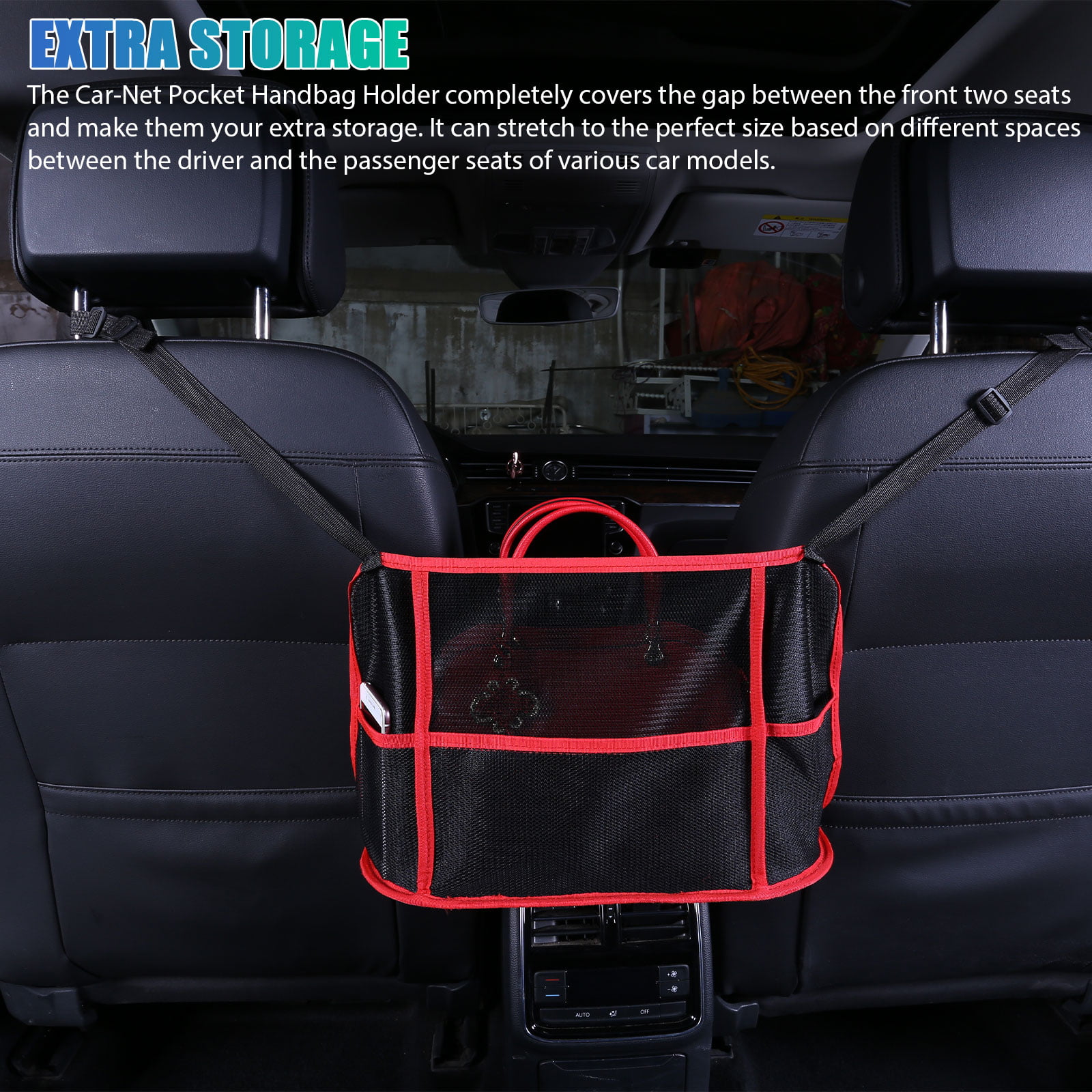 Meltset M 4Pcs Car Storage Net, Black Seat Side Back Storage Net Bag,  Universal Car Interior Accessories for Trunk Holder Pocket Organizer for  Phones