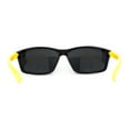 thumbnail image 4 of Mens Lion Shield Emblem 90s Racer Rectangle Wrap Sunglasses Black Yellow, 4 of 4
